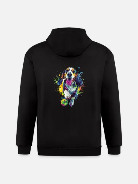 Basset Hound - Gildan Heavy Blend Adult Zip Hoodie - black