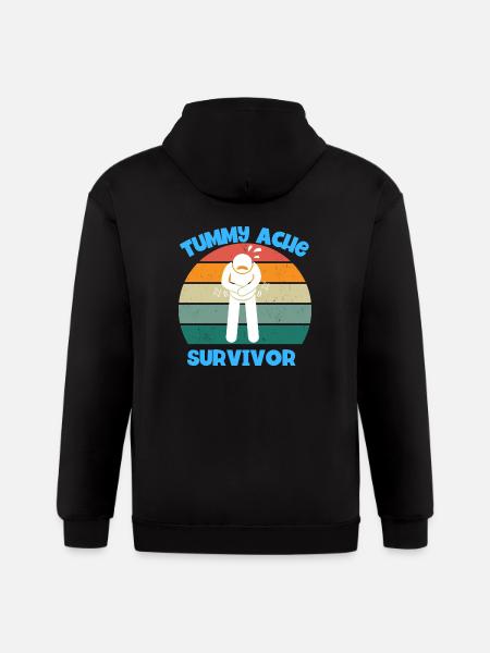 Tummy Ache Survivor - Gildan Heavy Blend Adult Zip Hoodie - black