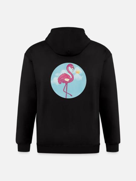 Flamingo In The Blue Sky - Gildan Heavy Blend Adult Zip Hoodie - black