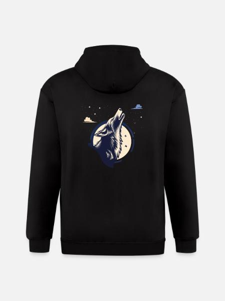 Howling Wolf - Gildan Heavy Blend Adult Zip Hoodie - black