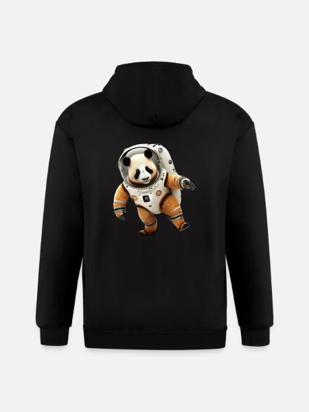 Panda Astronauts Suit - Gildan Heavy Blend Adult Zip Hoodie - black