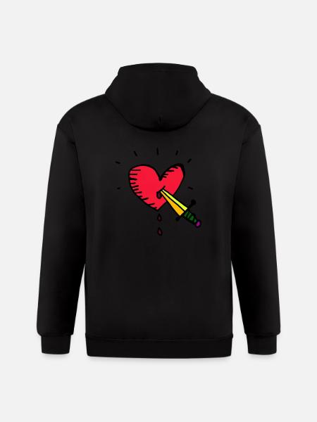 Heart And Dagger - Gildan Heavy Blend Adult Zip Hoodie - black