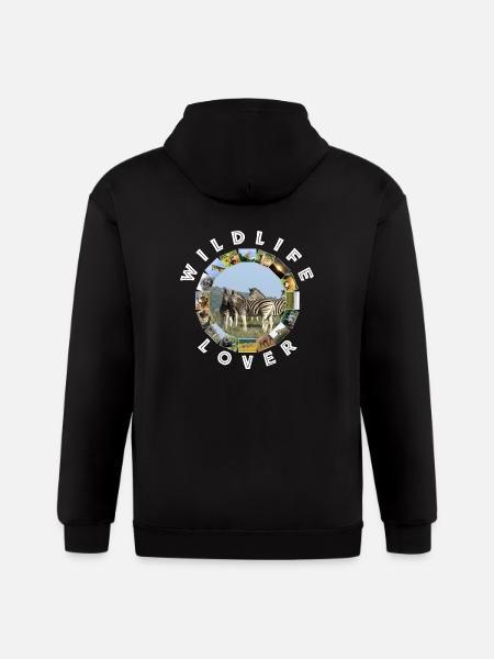 Wildlife Lover Blue Sky Zebra - Gildan Heavy Blend Adult Zip Hoodie - black