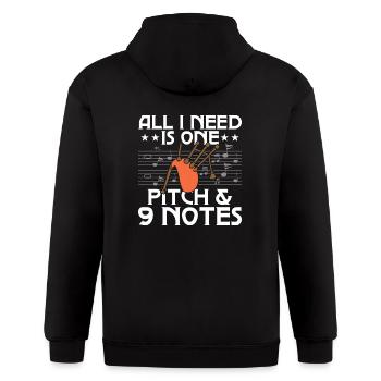 All I Need Is One Pitch & 9 Notes Bagpipe Bagpiper - Gildan Heavy Blend Adult Zip Hoodie - black - Back - Nick (188cm)