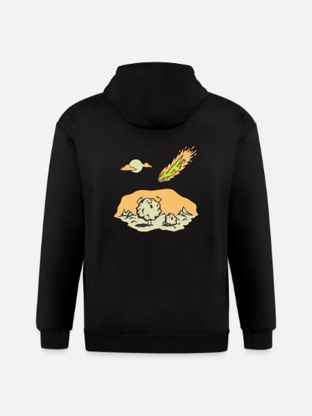 Dinosaur Meteor - Gildan Heavy Blend Adult Zip Hoodie - black