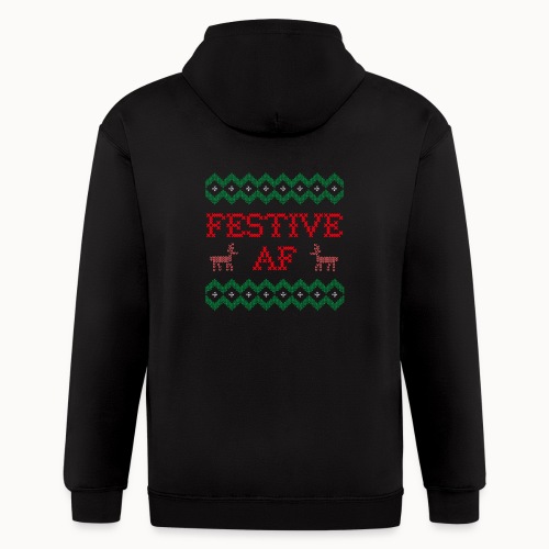 Festive AF Ugly Christmas Sweater - Men's Zip Hoodie