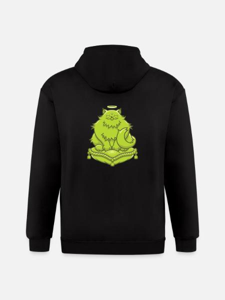 Green Buddha Cat - Gildan Heavy Blend Adult Zip Hoodie - black