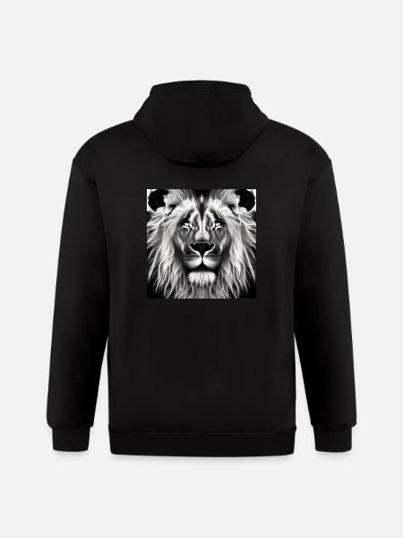 BLACK AND WHITE LION - Gildan Heavy Blend Adult Zip Hoodie - black