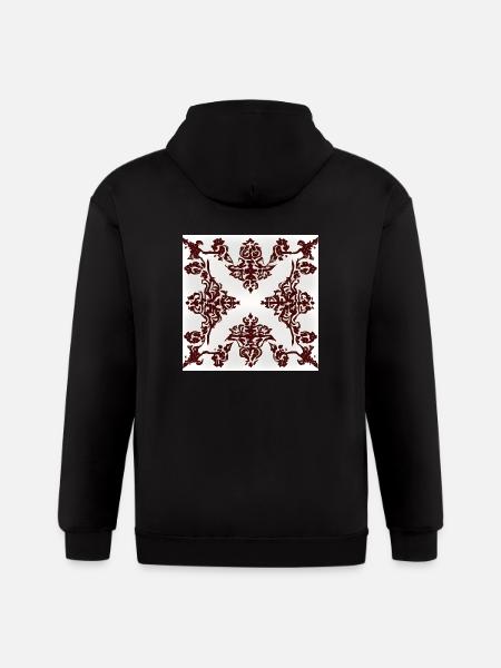 Burgundy ornament - Gildan Heavy Blend Adult Zip Hoodie - black