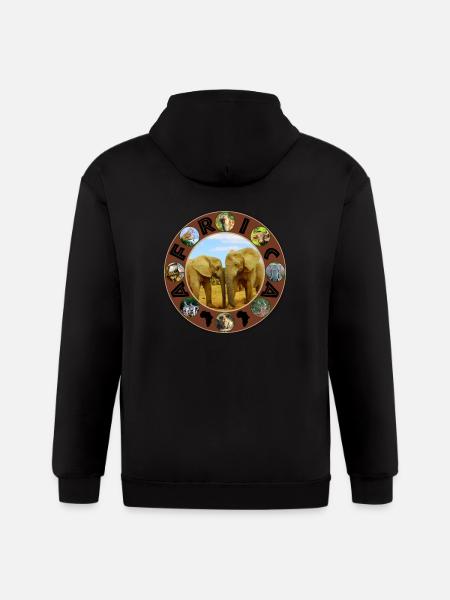 Blue Sky Elephants Africa Circle - Gildan Heavy Blend Adult Zip Hoodie - black
