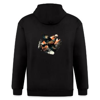 Rossignol bird - Gildan Heavy Blend Adult Zip Hoodie - black - Back - Nick (188cm)