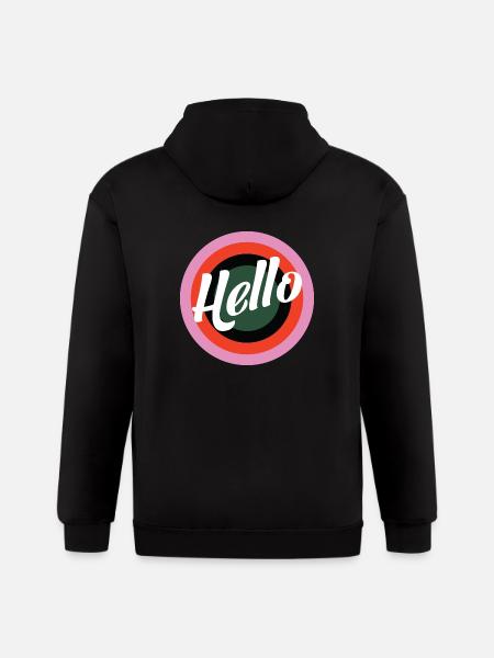 Hello Retro Print - Gildan Heavy Blend Adult Zip Hoodie - black