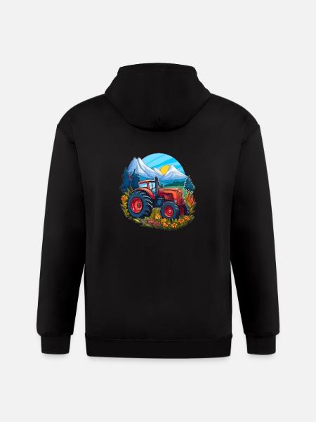 Alpine Meadow Tractor - Gildan Heavy Blend Adult Zip Hoodie - black