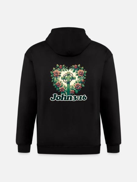 John 3:16 - Gildan Heavy Blend Adult Zip Hoodie - black