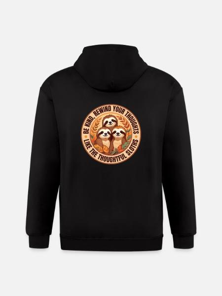 Be Kind Sloth - Gildan Heavy Blend Adult Zip Hoodie - black