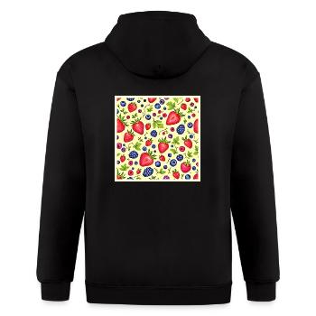 Mixed Berry Seamless Pattern - Gildan Heavy Blend Adult Zip Hoodie - black - Back - Nick (188cm)