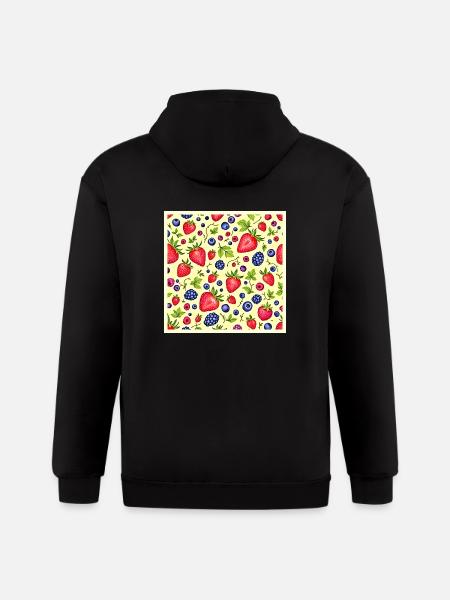 Mixed Berry Seamless Pattern - Gildan Heavy Blend Adult Zip Hoodie - black