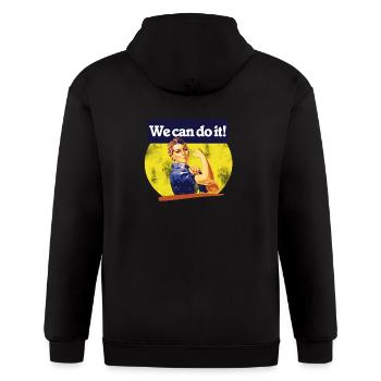 We Can Do It! Feminist Rosie - Gildan Heavy Blend Adult Zip Hoodie - black - Back - Nick (188cm)