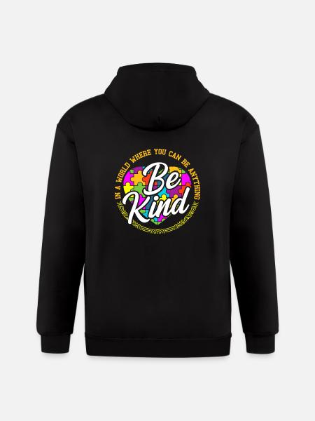 Be Anything Be Kind Flower - Gildan Heavy Blend Adult Zip Hoodie - black