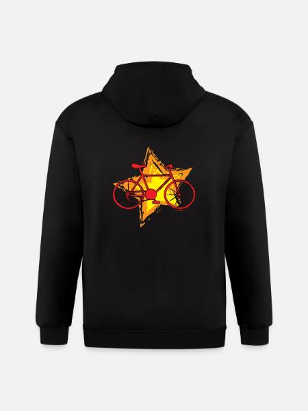 Red Bike Star - Gildan Heavy Blend Adult Zip Hoodie - black