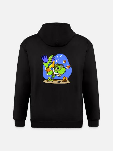 Scuba Dino - Gildan Heavy Blend Adult Zip Hoodie - black