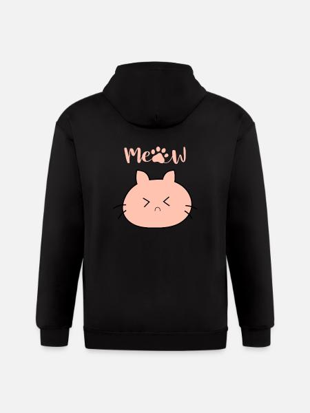 Meow cat funny face - Gildan Heavy Blend Adult Zip Hoodie - black