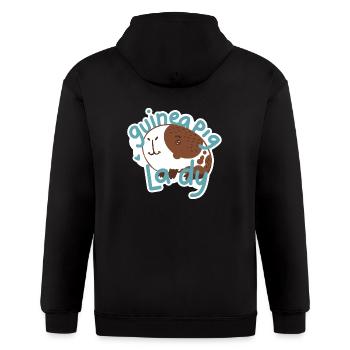 Hand drawn cute Guinea Pig Lady - Gildan Heavy Blend Adult Zip Hoodie - black - Back - Nick (188cm)