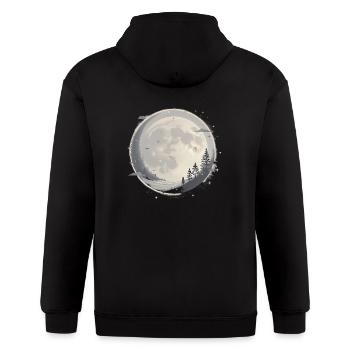 Lone Moonlight Forest Solitude - Gildan Heavy Blend Adult Zip Hoodie - black - Back - Nick (188cm)