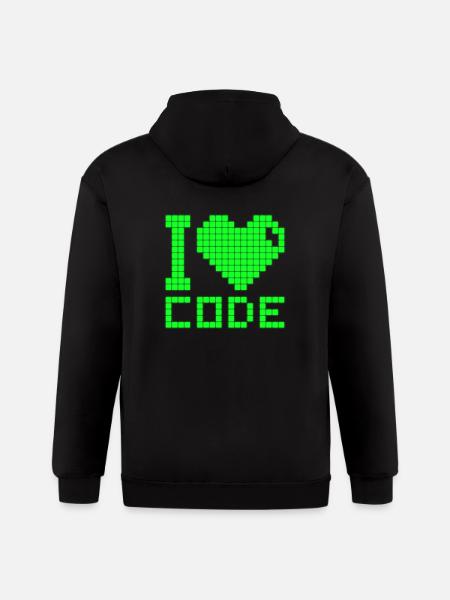 I Love Code Mono - Gildan Heavy Blend Adult Zip Hoodie - black