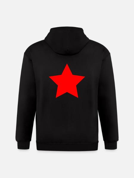 simple red star - Gildan Heavy Blend Adult Zip Hoodie - black