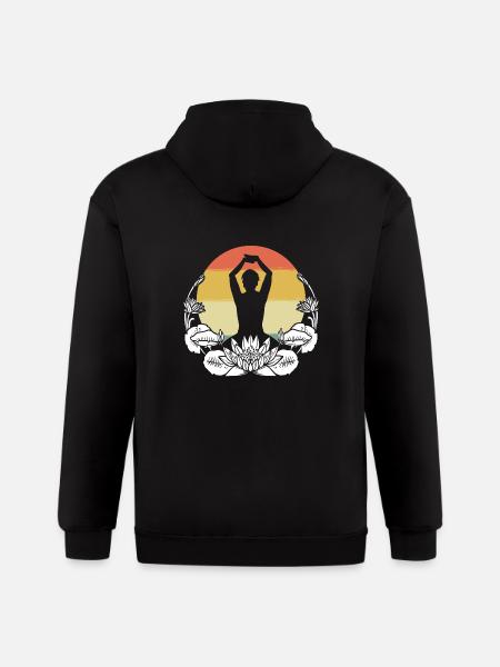 Lotus Position Yogi Gift - Gildan Heavy Blend Adult Zip Hoodie - black