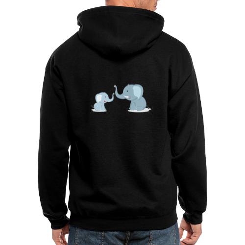 Father and Baby Son Elephant - Men's Zip Hoodie
