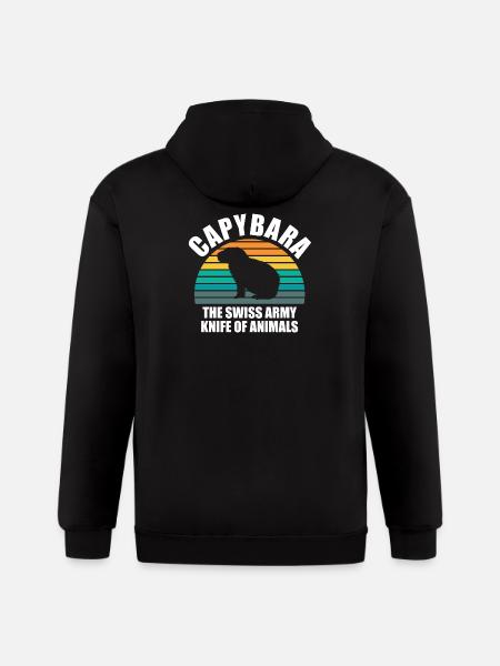 Capybara zoo animal design - Gildan Heavy Blend Adult Zip Hoodie - black