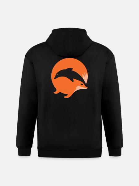 Fox or Dolphin in this fun optical illusion - Gildan Heavy Blend Adult Zip Hoodie - black