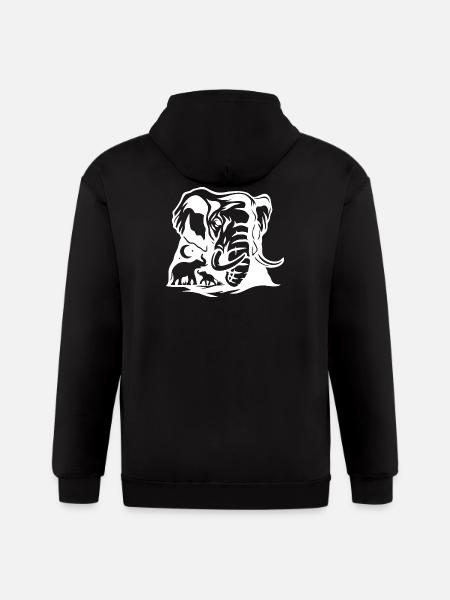 Bold Elephant Silhouette Art - Gildan Heavy Blend Adult Zip Hoodie - black