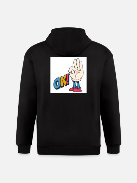 Hand Gesture OK with Bold Text - Gildan Heavy Blend Adult Zip Hoodie - black