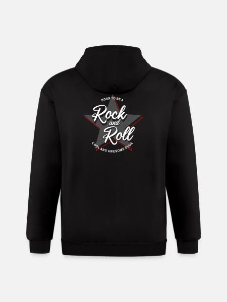 Born to Rock and Roll Star Design - Gildan Heavy Blend Adult Zip Hoodie - black