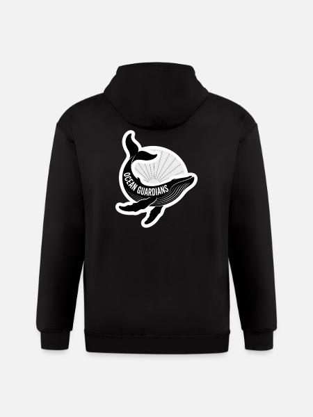 Ocean Guardians Whale Emblem - Gildan Heavy Blend Adult Zip Hoodie - black
