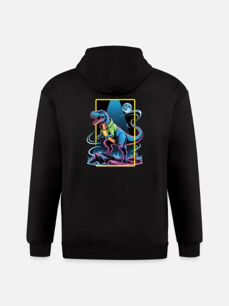 Futuristic T-Rex – Neon Power Beast - Gildan Heavy Blend Adult Zip Hoodie - black