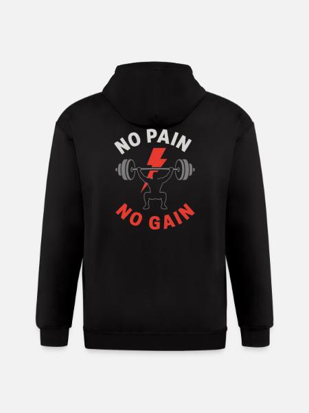 No Pain No Gain Gym - Gildan Heavy Blend Adult Zip Hoodie - black
