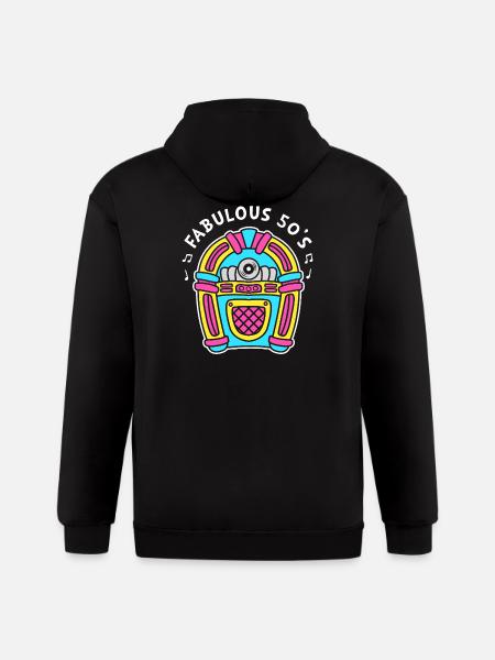Jukebox 50s Sock Hop Dancer - Gildan Heavy Blend Adult Zip Hoodie - black