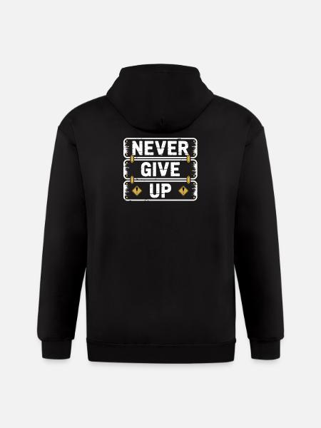 Never Give Up - Gildan Heavy Blend Adult Zip Hoodie - black
