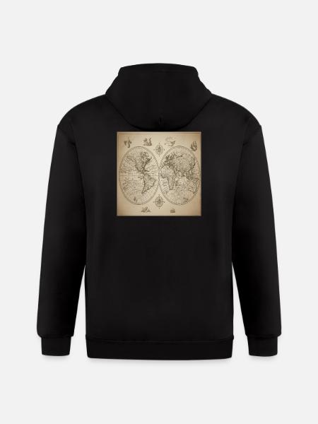 Antique double-halved world map - Gildan Heavy Blend Adult Zip Hoodie - black