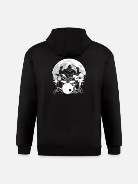 Bigfoot Drummer - Gildan Heavy Blend Adult Zip Hoodie - black