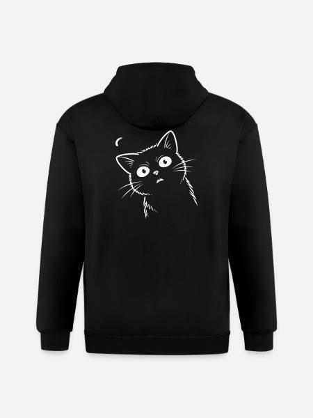 Surprised cat. - Gildan Heavy Blend Adult Zip Hoodie - black