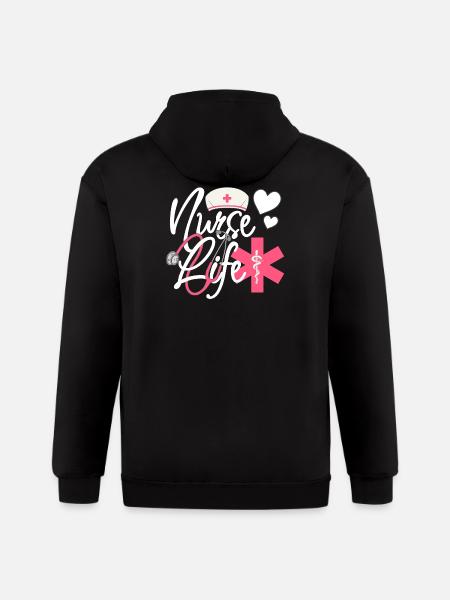 Nurse Life – Heart & Stethoscope Pride - Gildan Heavy Blend Adult Zip Hoodie - black
