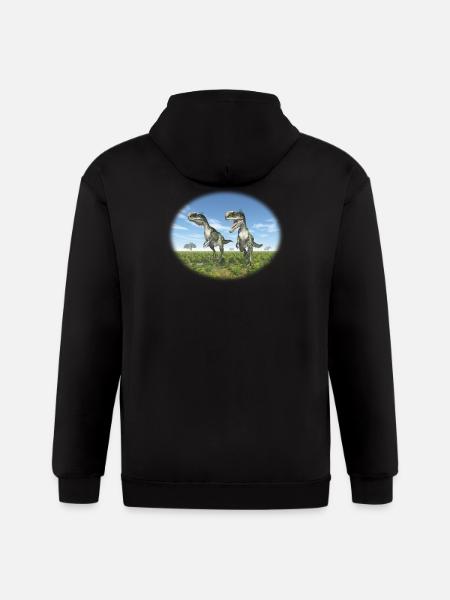 Monolophosaurus in a Prehistoric Landscape - Gildan Heavy Blend Adult Zip Hoodie - black