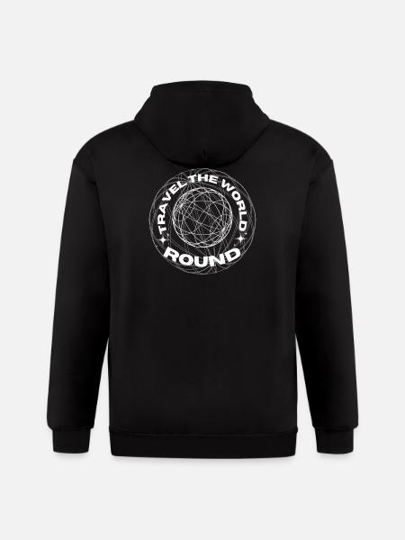 Travel_The_World_Round - Gildan Heavy Blend Adult Zip Hoodie - black