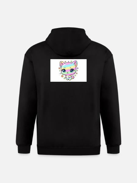 Pastel Rainbow Kitten - Gildan Heavy Blend Adult Zip Hoodie - black