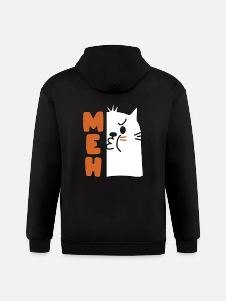 Angry Meh Cat - Gildan Heavy Blend Adult Zip Hoodie - black